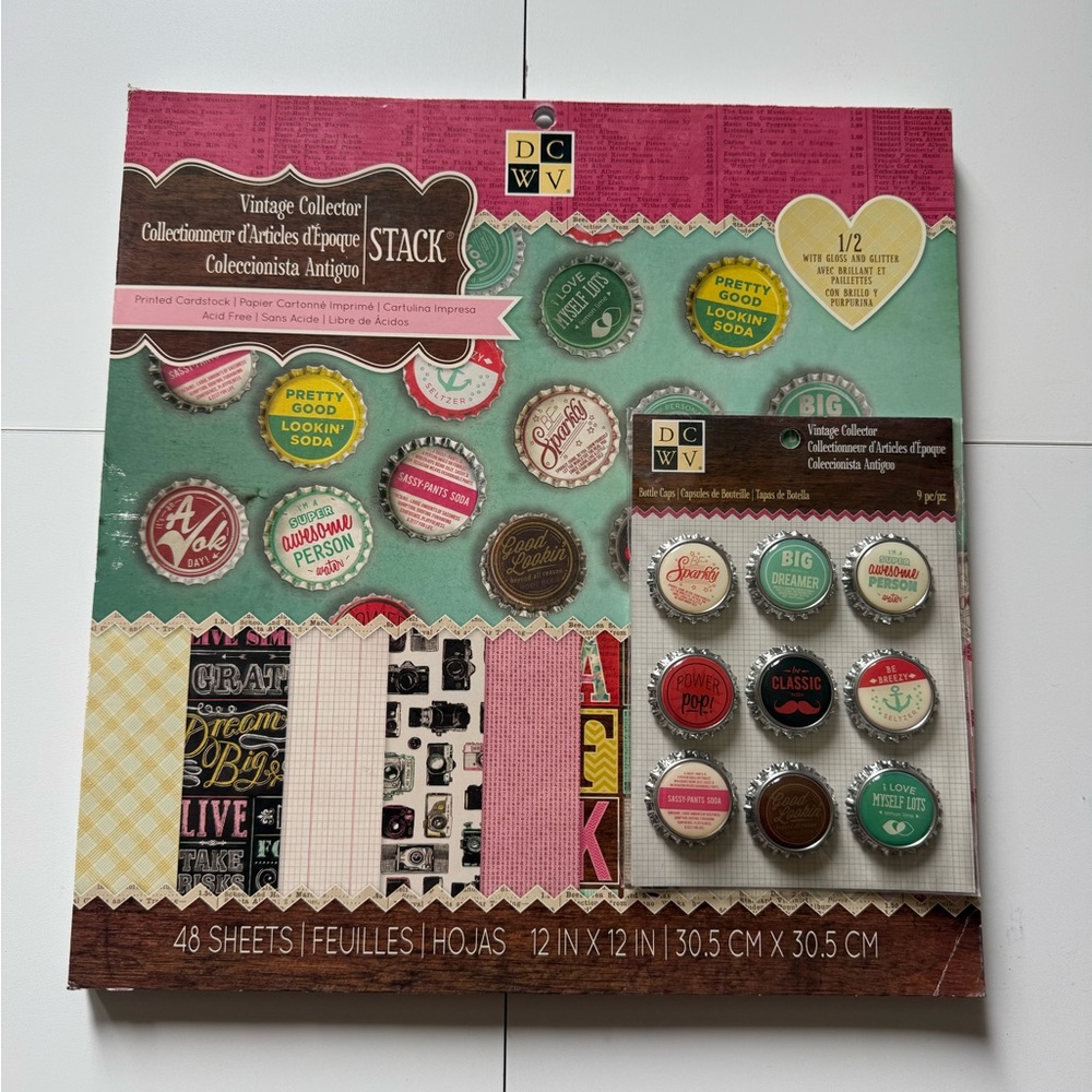 DCWV Vintage Collector 12x12 Paper Pad w/Bottle Cap Embillishments-RARE